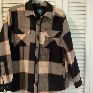 George Black and Tan Plaid MenFlannel  and Sherpa Lined Jacket